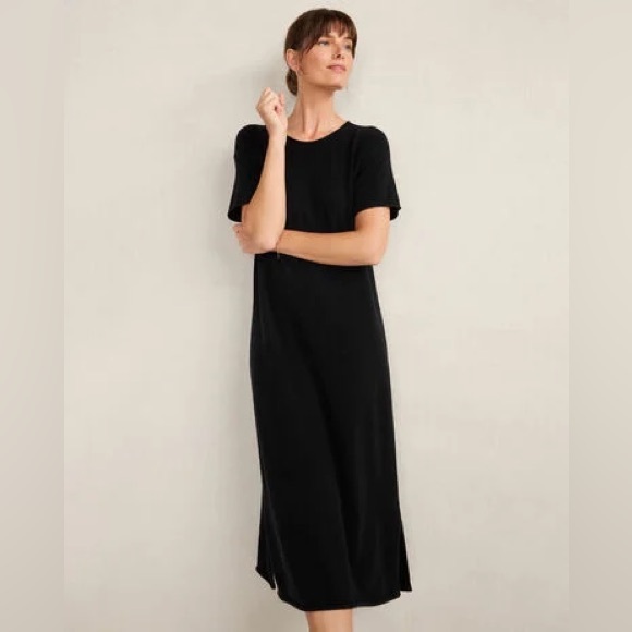 HAVEN WELL WITHIN 100% Cashmere Black Lounge Midi Dress Size Medium VGUC - Picture 2 of 5